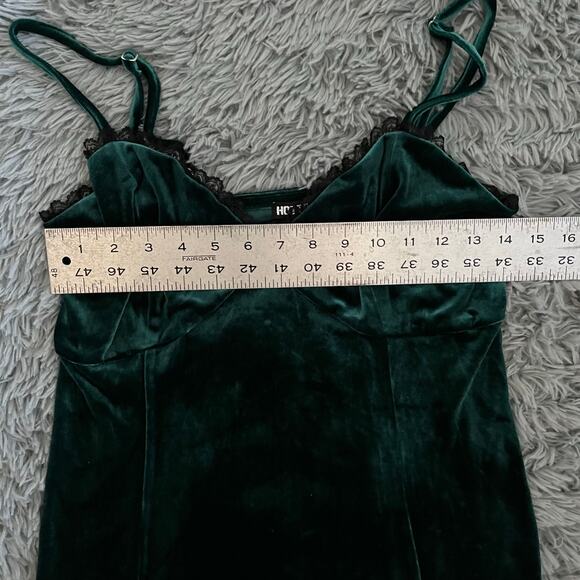 Hot Topic Green Velvet Lace Slip Dress Women’s Medium Grunge Goth - Picture 6 of 7